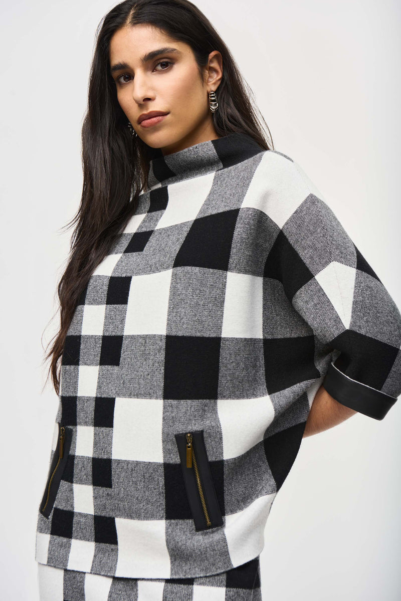 Joseph Ribkoff Checkered Knitted Pullover