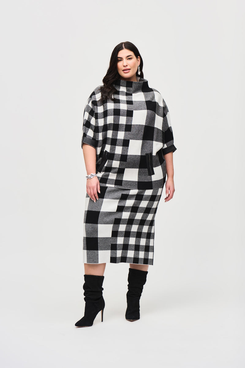 Joseph Ribkoff Checkered Knitted Pullover