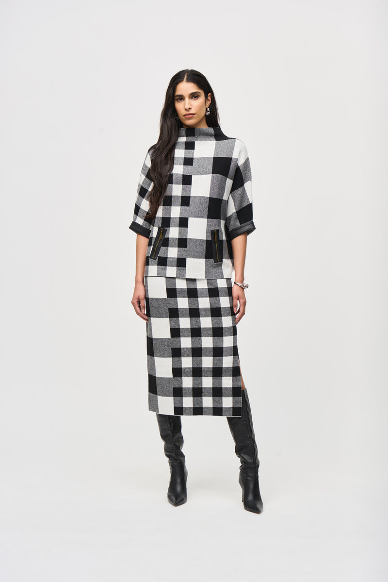 Joseph Ribkoff Checkered Knitted Pullover